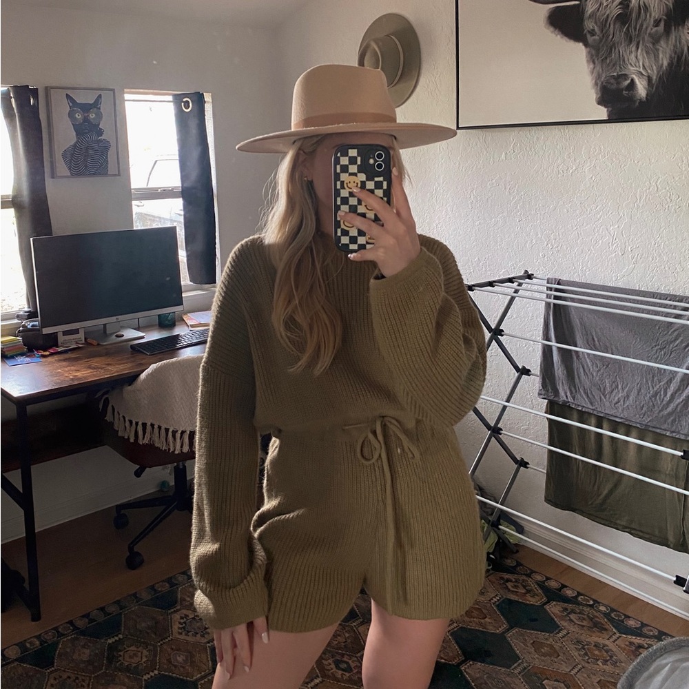 Olive Green Boutique Brand Knit Sweater Romper